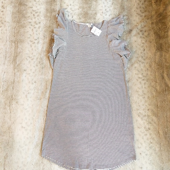 NWT J Crew Striped ruffle-shoulder dress - Picture 5 of 8